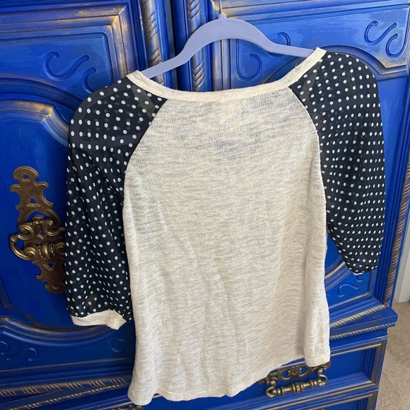 Anthropologie Mauve Owl Polka Dot Sheer Top Sz Med - Picture 3 of 3